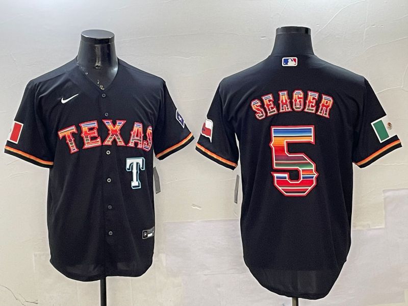 Men Texas Rangers #5 Seager Black Mexico 2025 Nike MLB Jersey style 5->texas rangers->MLB Jersey